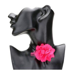Tigerstars Fuchsia Mesh Flower Wrap Choker Necklace